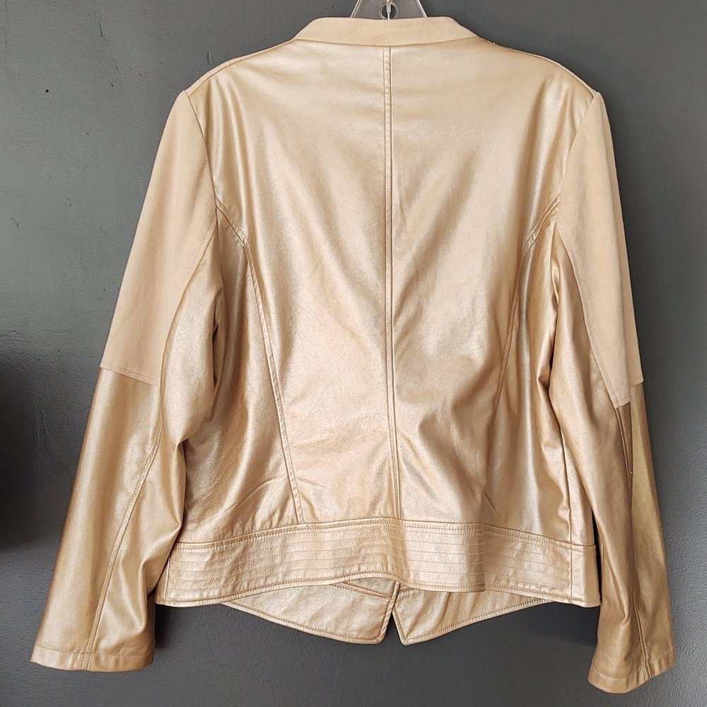 Metallic faux leather & faux suede moto jacket - Picture 13 of 16